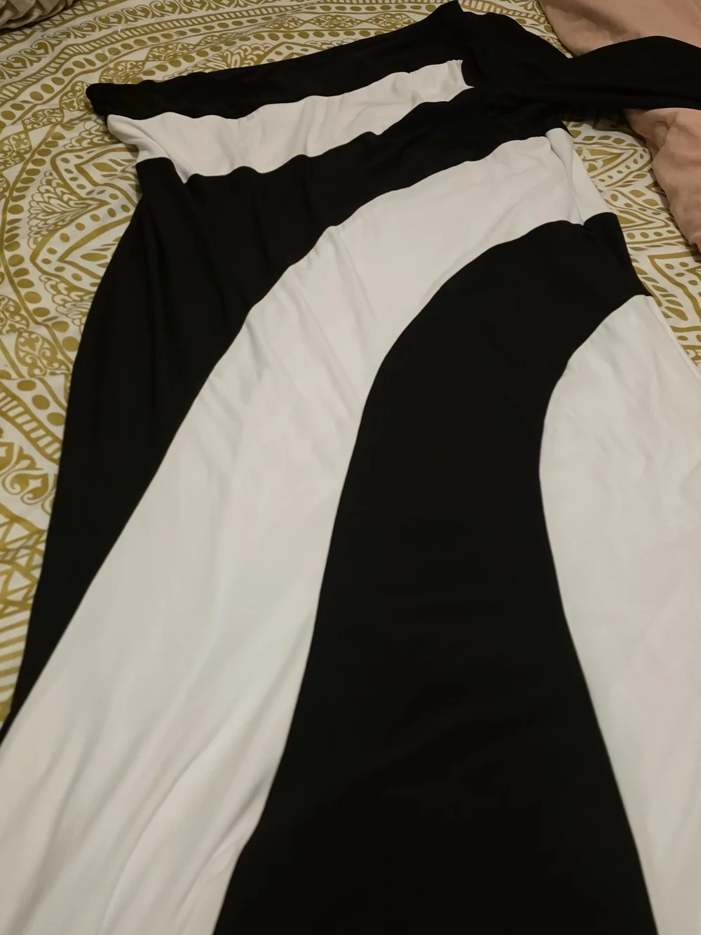Fashion Nova Black & White One Sleeve  Maxi Gown